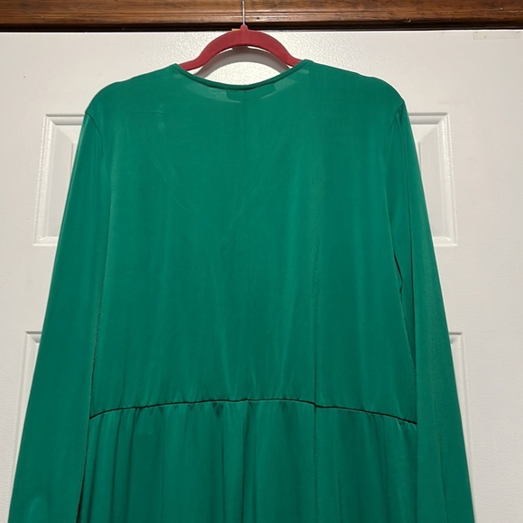 NWT Ashley Stewart Kelly GREEN Long sleeve V neck MIDI dress - Picture 10 of 11